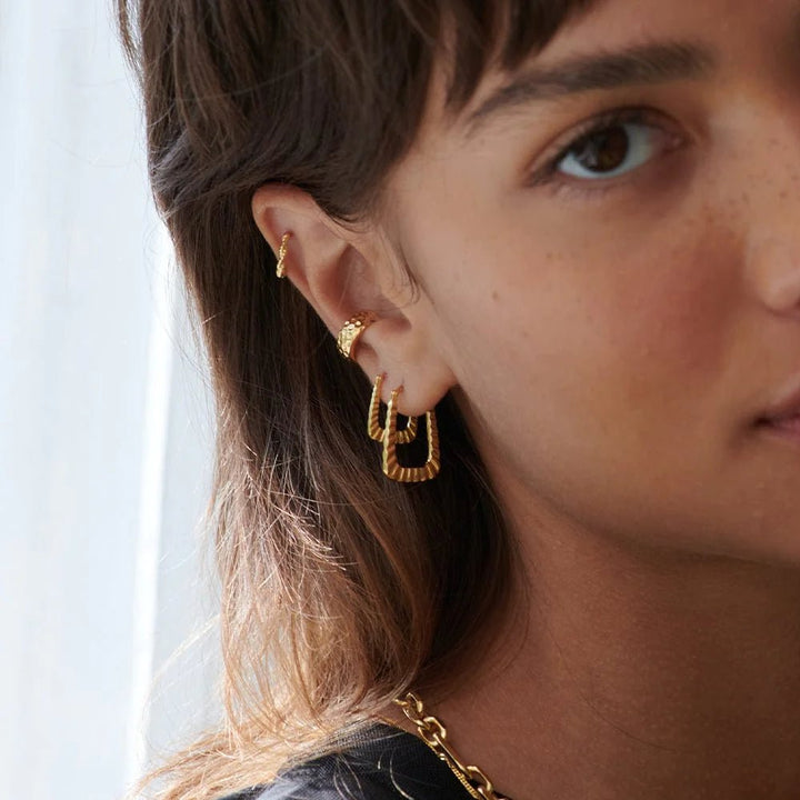 Daisy London Gold Midi Striped Creole Hoop Earrings - MococoDaisy LondonE3111_GP5056104124000Earrings