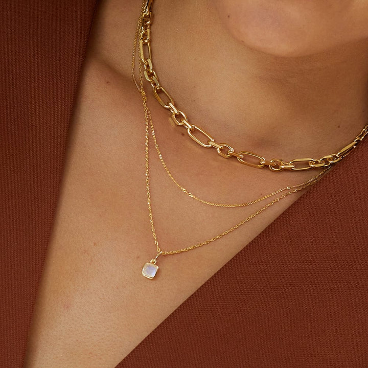 Daisy London Gold Moonstone June Birthstone Charm Necklace - MococoDaisy LondonBS18_GPNecklaces