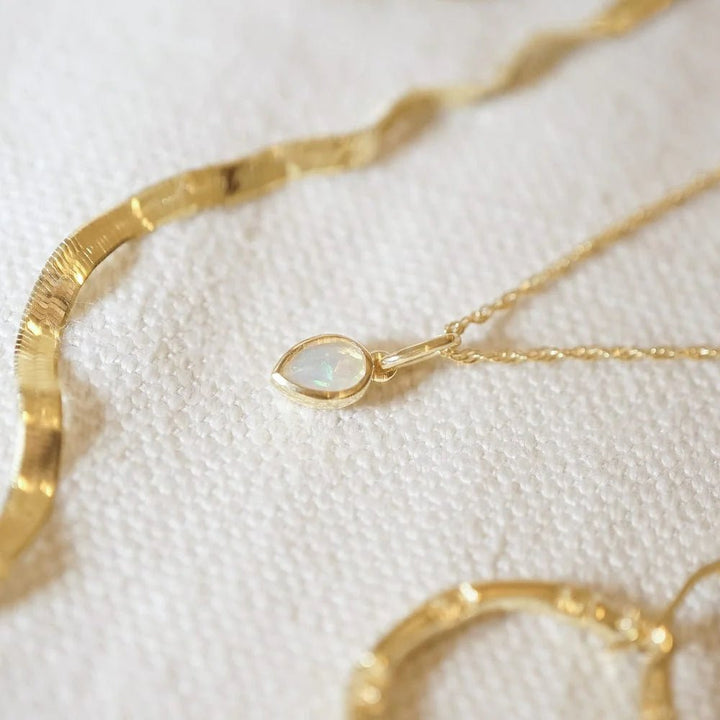 Daisy London Gold Opal October Birthstone Charm Necklace - MococoDaisy LondonBS22_GPNecklaces