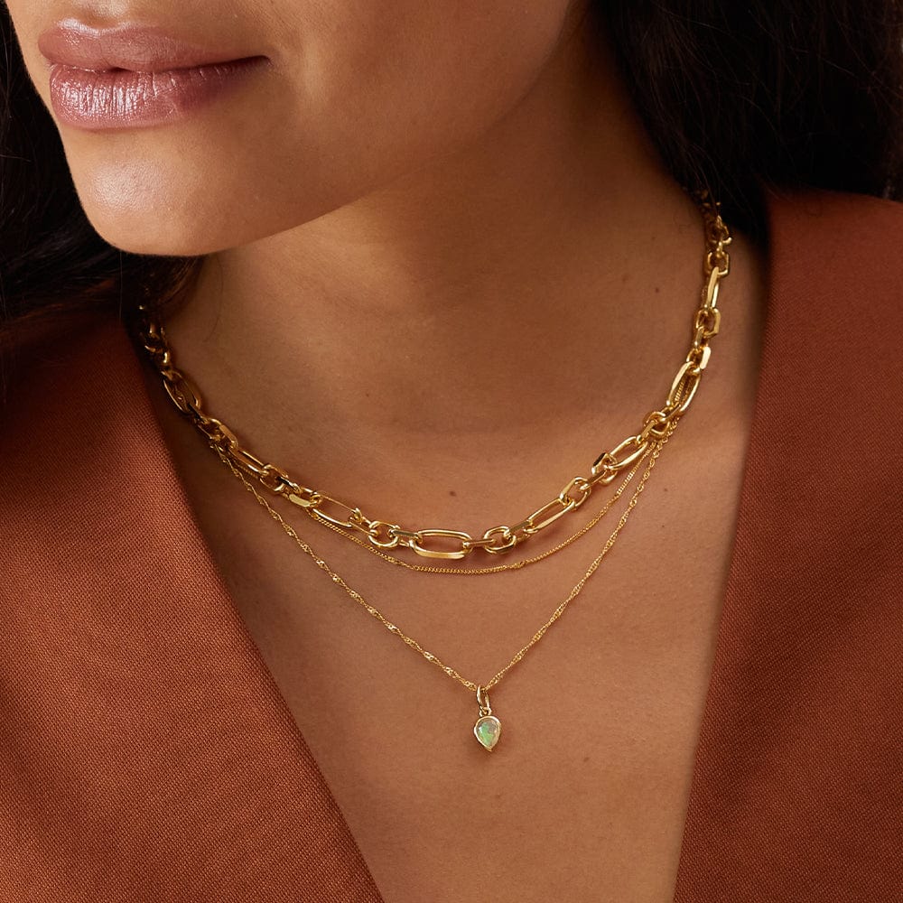 Daisy London Gold Opal October Birthstone Charm Necklace - MococoDaisy LondonBS22_GPNecklaces