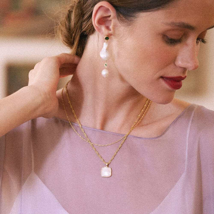 Daisy London Gold Organic Mother Of Pearl Necklace Layering Set - MococoDaisy LondonGSET170_GPJewellery Sets