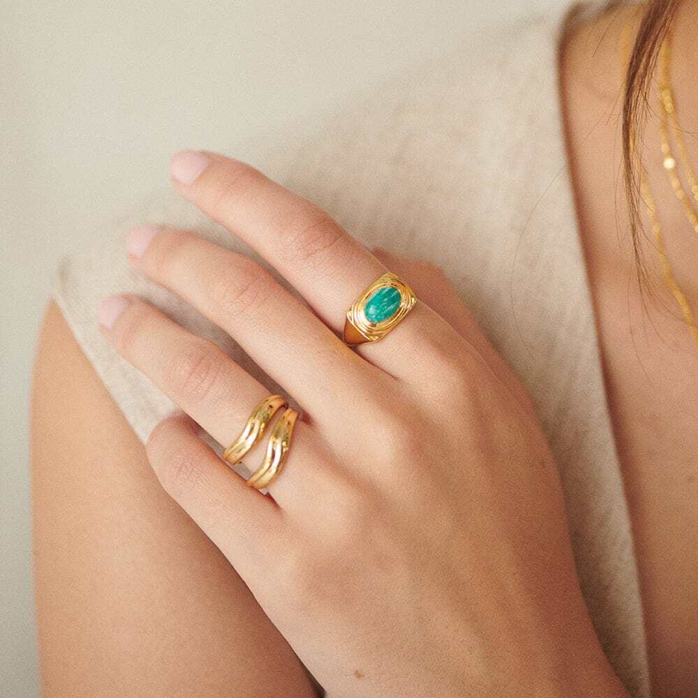 Daisy London Gold Plate Amazonite Bold Ring Additional Image - 1