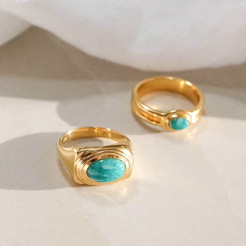 Daisy London Gold Plate Amazonite Bold Ring Additional Image - 2