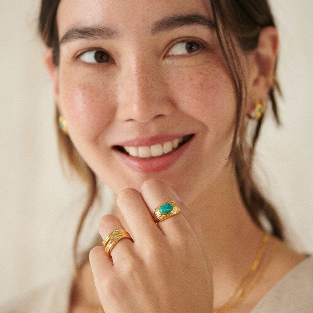 Daisy London Gold Plate Amazonite Bold Ring Additional Image - 3