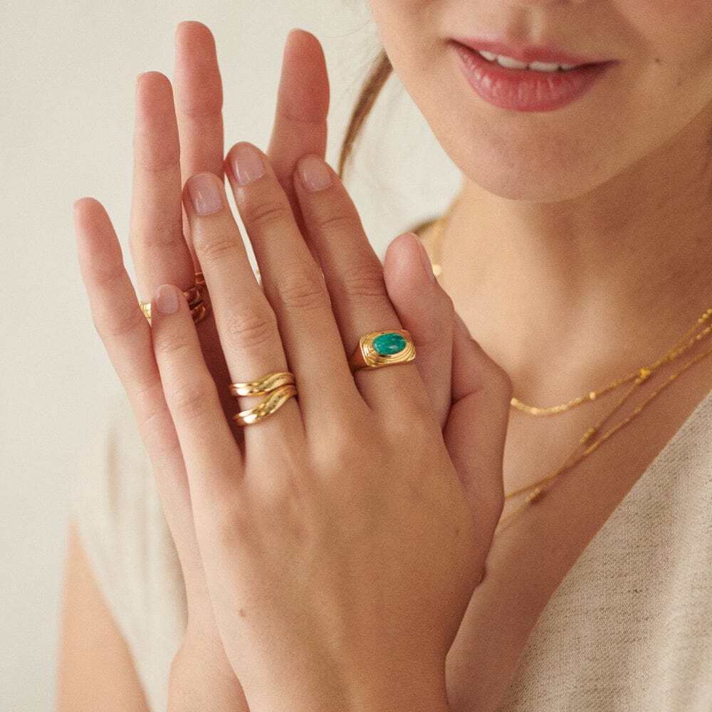 Daisy London Gold Plate Amazonite Bold Ring Additional Image - 4