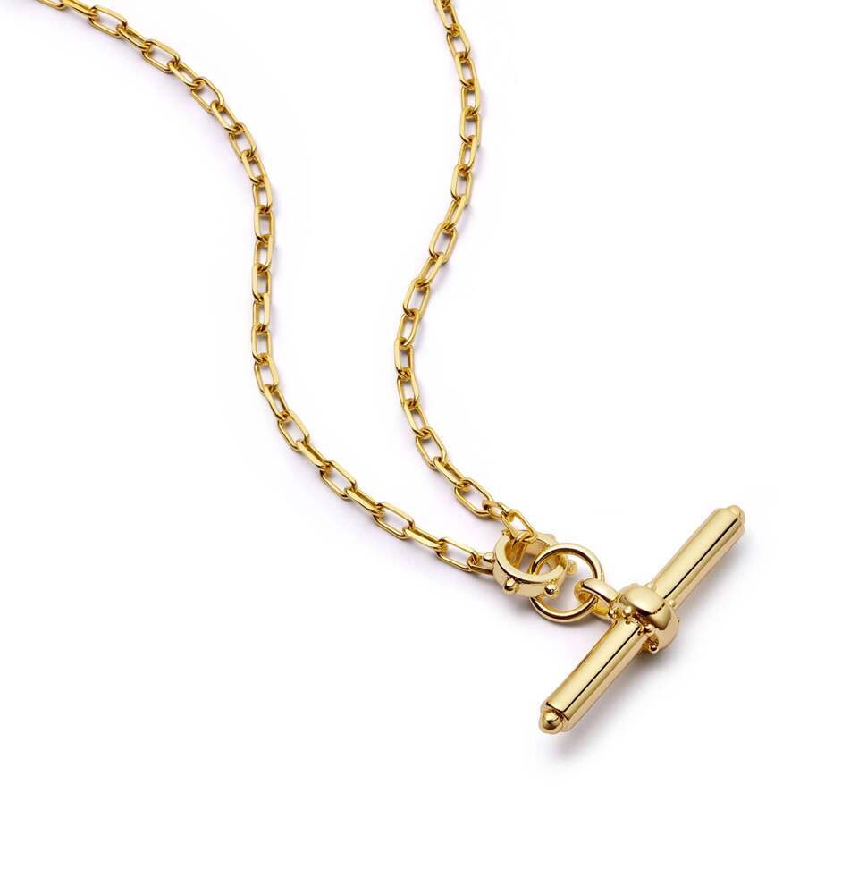 Daisy London Gold Plate Amulet T Bar Necklace