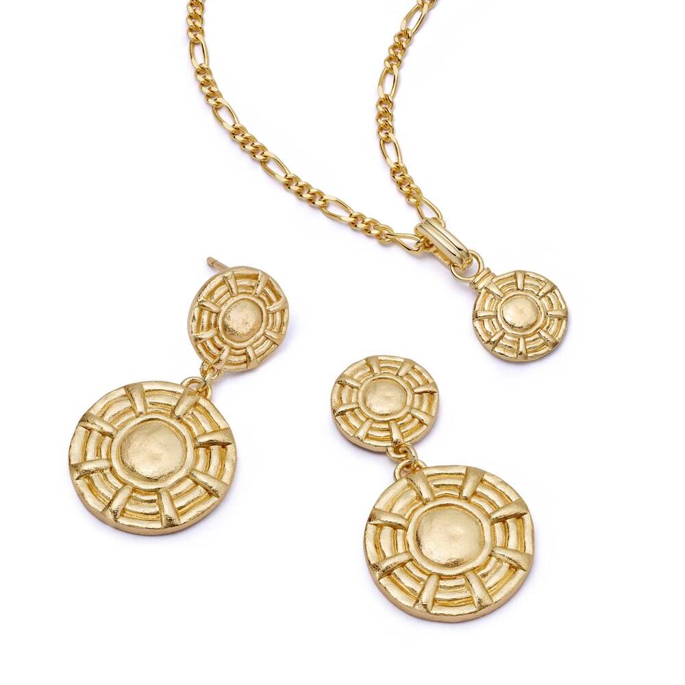 Daisy London Gold Plate Apollo Earrings &amp; Pendant Necklace Layering Set