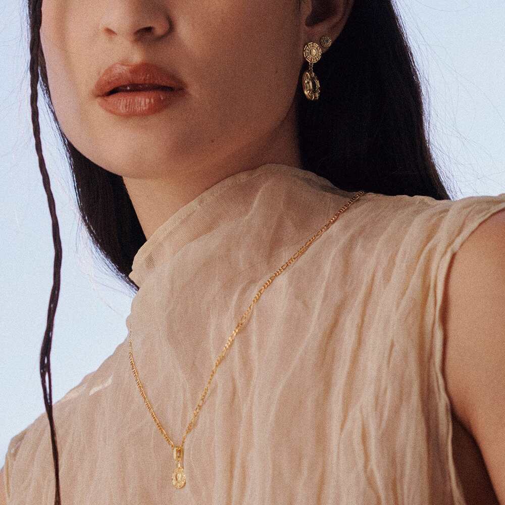 Daisy London Gold Plate Apollo Earrings &amp; Pendant Necklace Layering Set Additional Image - 1