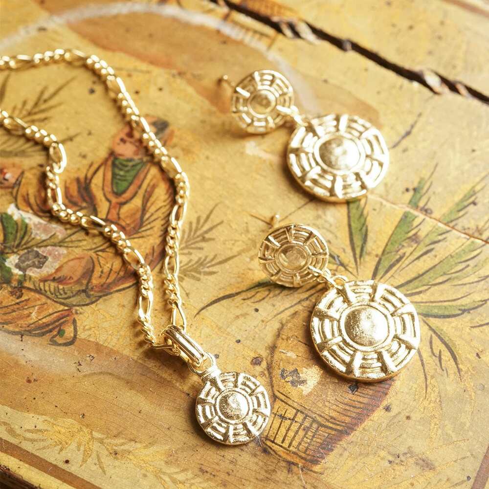 Daisy London Gold Plate Apollo Earrings &amp; Pendant Necklace Layering Set Additional Image - 2