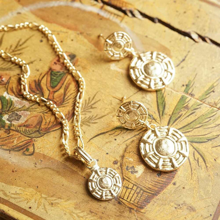 Daisy London Gold Plate Apollo Earrings &amp; Pendant Necklace Layering Set Additional Image - 2