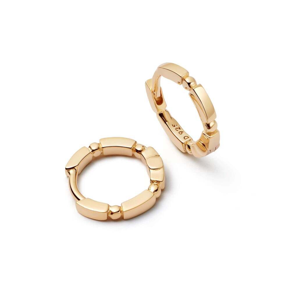 18ct Plate Stacked Huggie Hoops