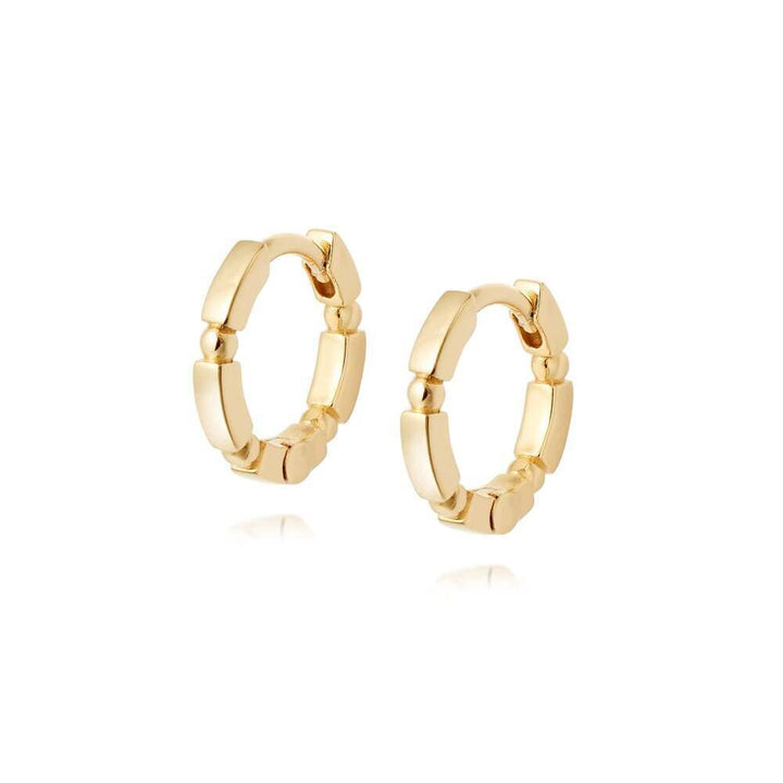 Daisy London Gold Plate Bar &amp; Ball Huggie Hoop Earrings Additional Image - 2