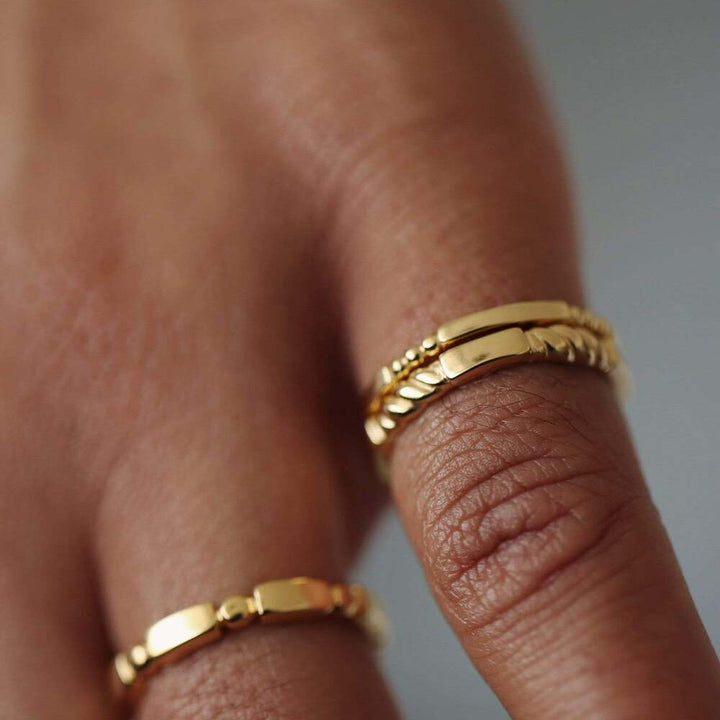Daisy London Gold Plate Bar &amp; Ball Stacking Ring Additional Image - 2