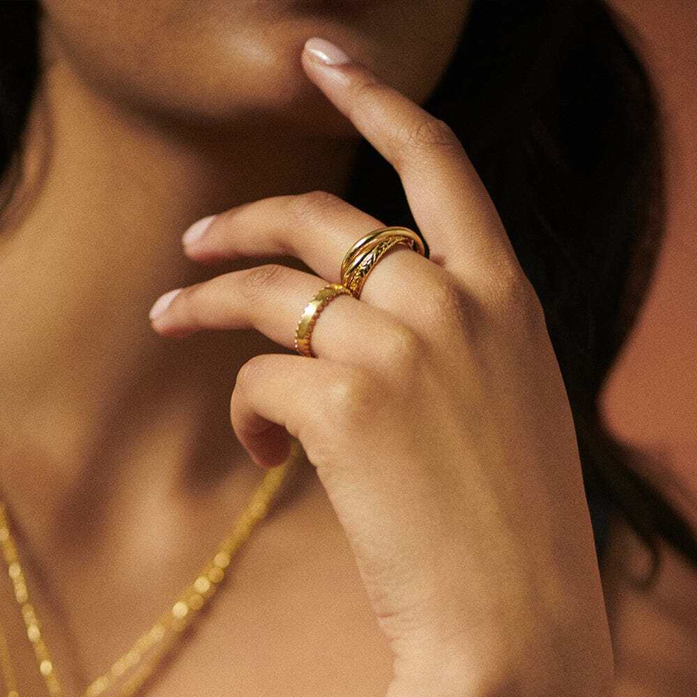 Daisy London Gold Plate Beaded Band Ring Additional Image - 1
