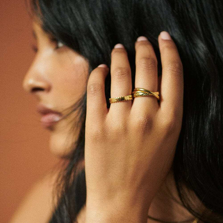 Daisy London Gold Plate Beaded Band Ring Additional Image - 3