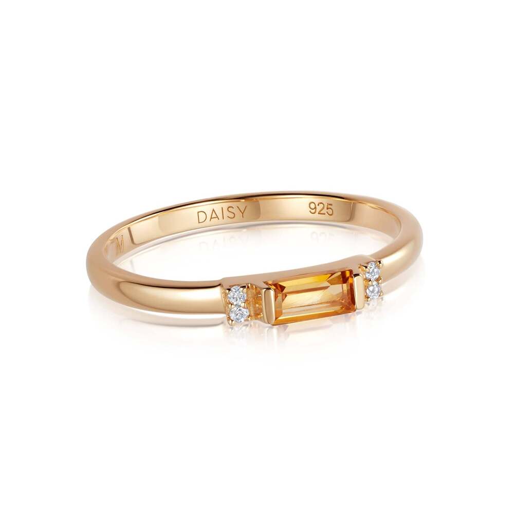 Daisy London Gold Plate Beloved Fine Citrine Band Ring