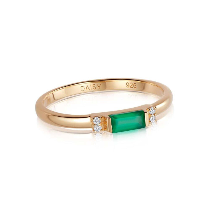 Daisy London Gold Plate Beloved Fine Green Onyx Band Ring