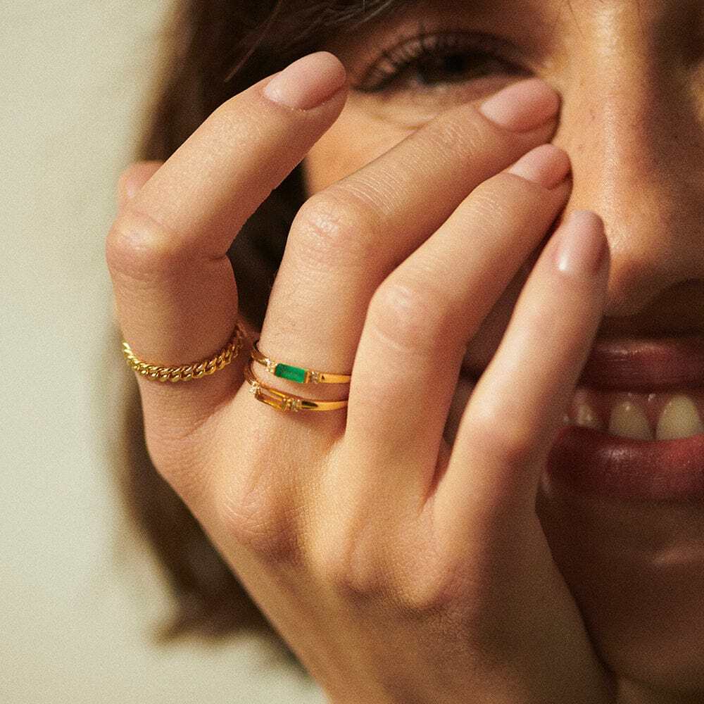 Daisy London Gold Plate Beloved Fine Green Onyx Band Ring Additional Image - 1