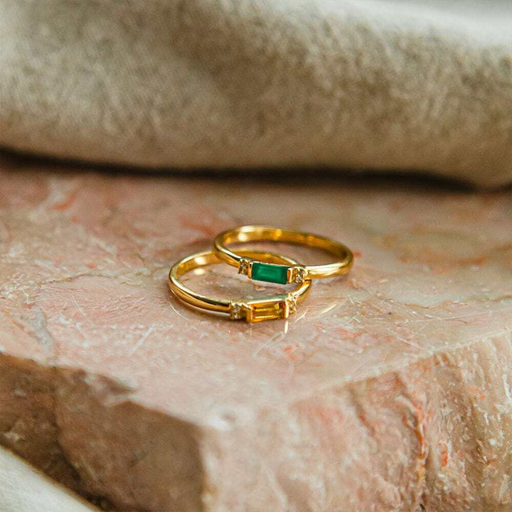 Daisy London Gold Plate Beloved Fine Green Onyx Band Ring Additional Image - 2