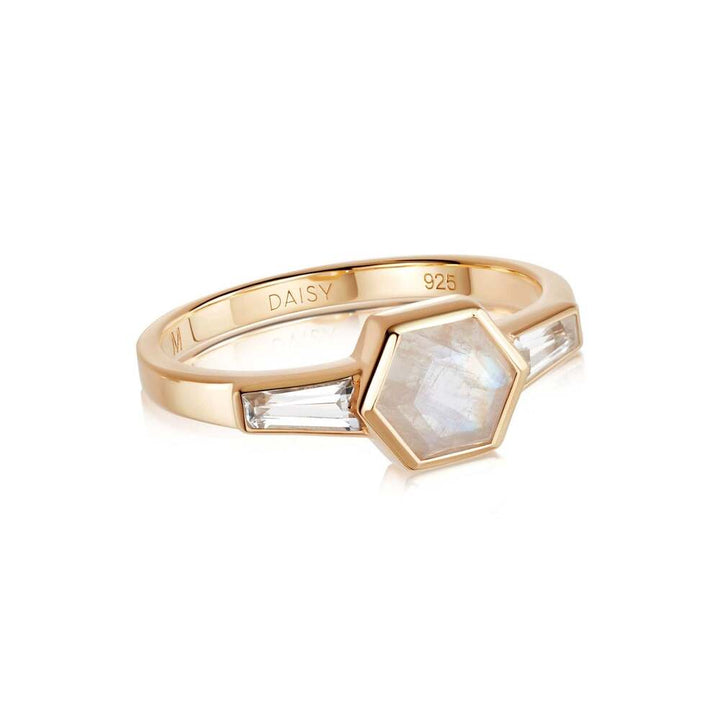 Daisy London Gold Plate Beloved Moonstone Hexagon Ring
