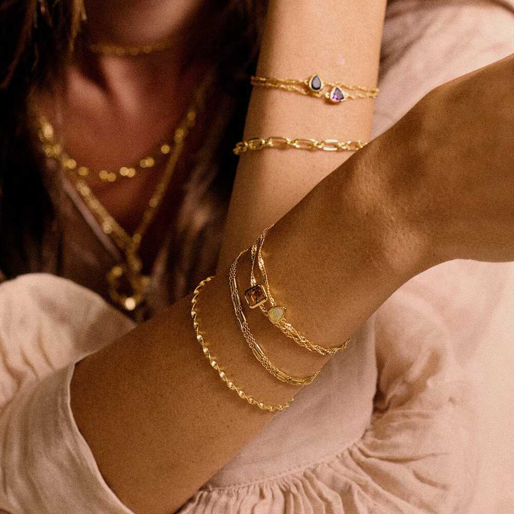 Daisy London Gold Plate Birthstone Charm Bracelet Additional Image - 1