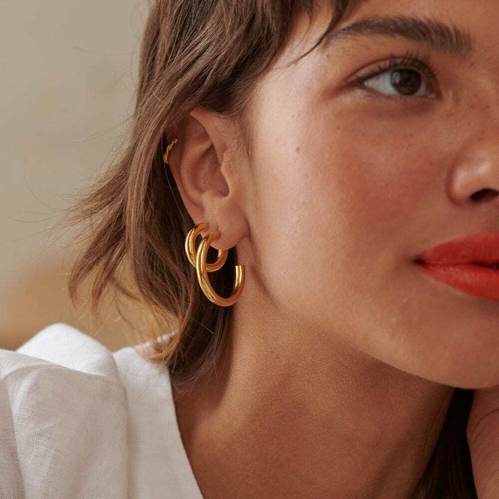 Daisy London Gold Plate Bold Hoop Earrings Additional Image - 6