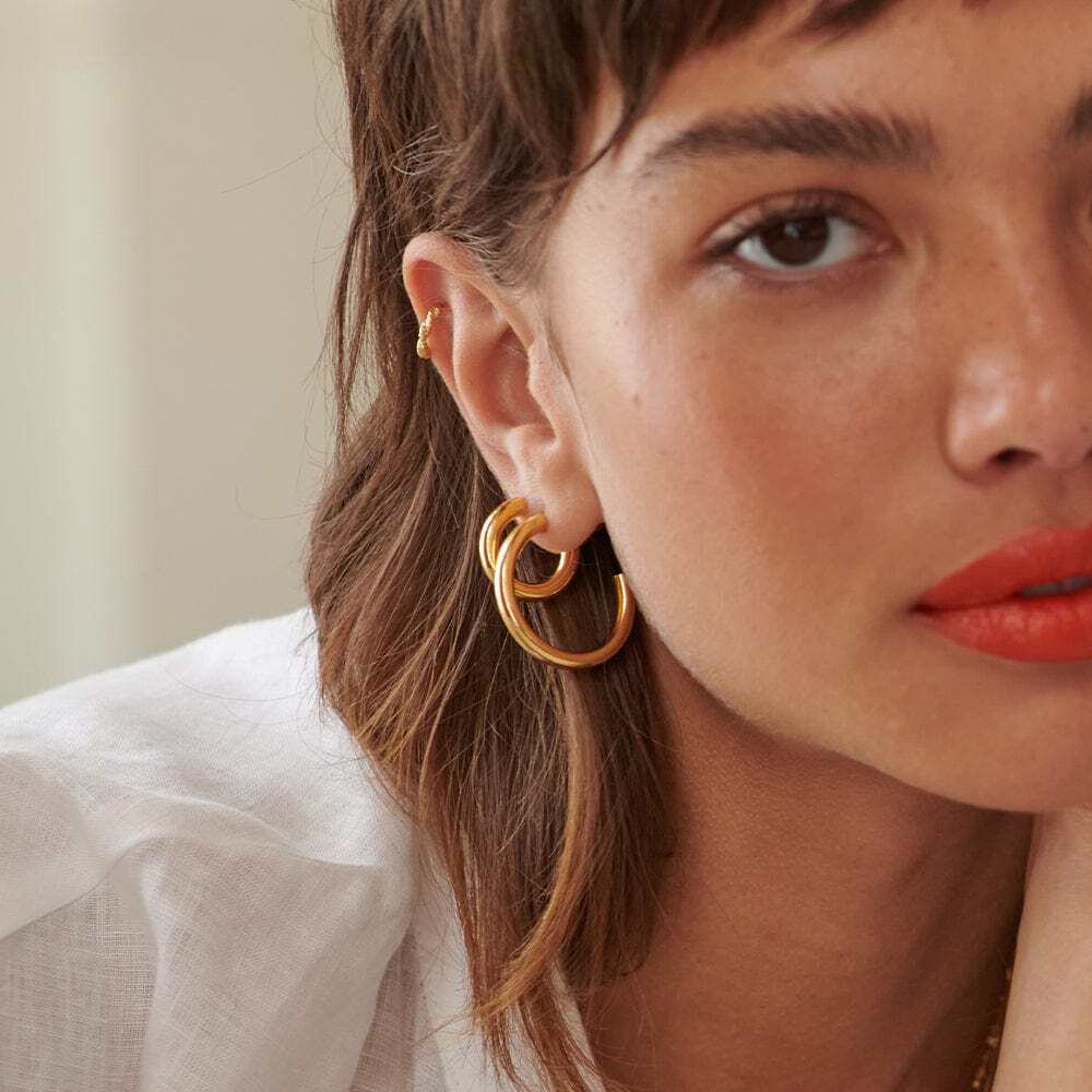 Daisy London Gold Plate Bold Hoop Earrings Additional Image - 3