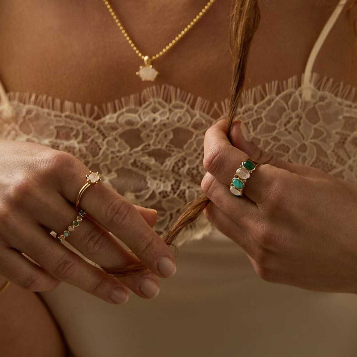 Daisy London Gold Plate Bold Mixed Gemstone Ring Additional Image - 1