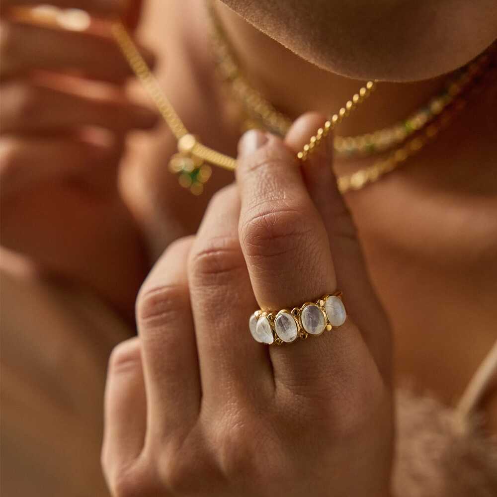 Daisy London Gold Plate Bold Moonstone Ring Additional Image - 1