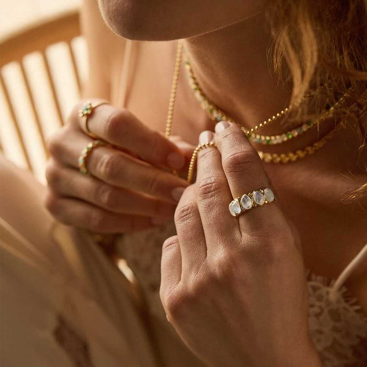 Daisy London Gold Plate Bold Moonstone Ring Additional Image - 3