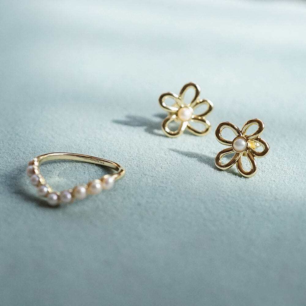 Daisy London Gold Plate Daisy Bow Stud Earrings Additional Image - 2