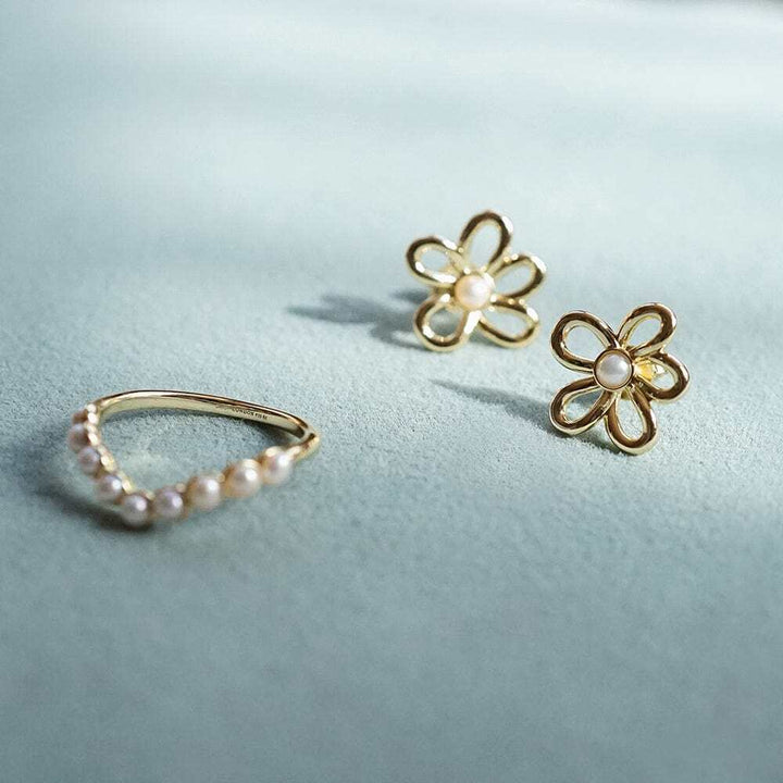 Daisy London Gold Plate Daisy Bow Stud Earrings Additional Image - 2