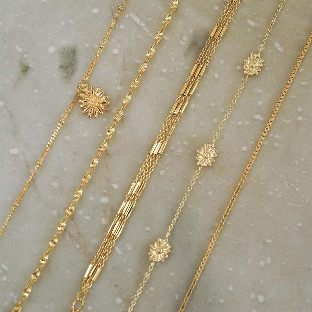 Daisy London Gold Plate Daisy Chain Flower Bracelet Additional Image - 2