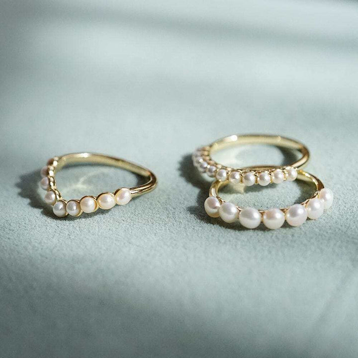 Daisy London Gold Plate Chunky Pearl Band Ring Additional Image - 2