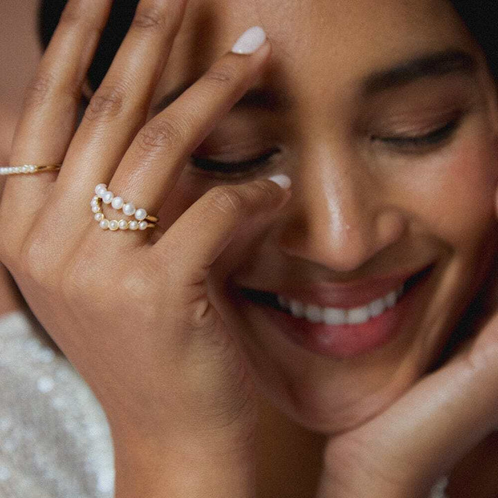 Daisy London Gold Plate Chunky Pearl Band Ring Additional Image - 3