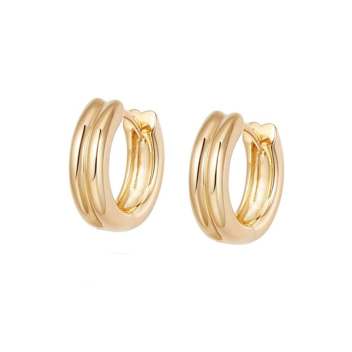 Daisy London Gold Plate Double Ridge Huggie Hoop Earrings