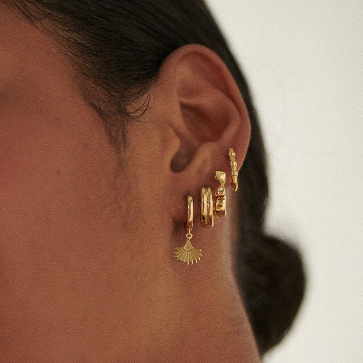 Daisy London Gold Plate Double Ridge Huggie Hoop Earrings Additional Image - 2