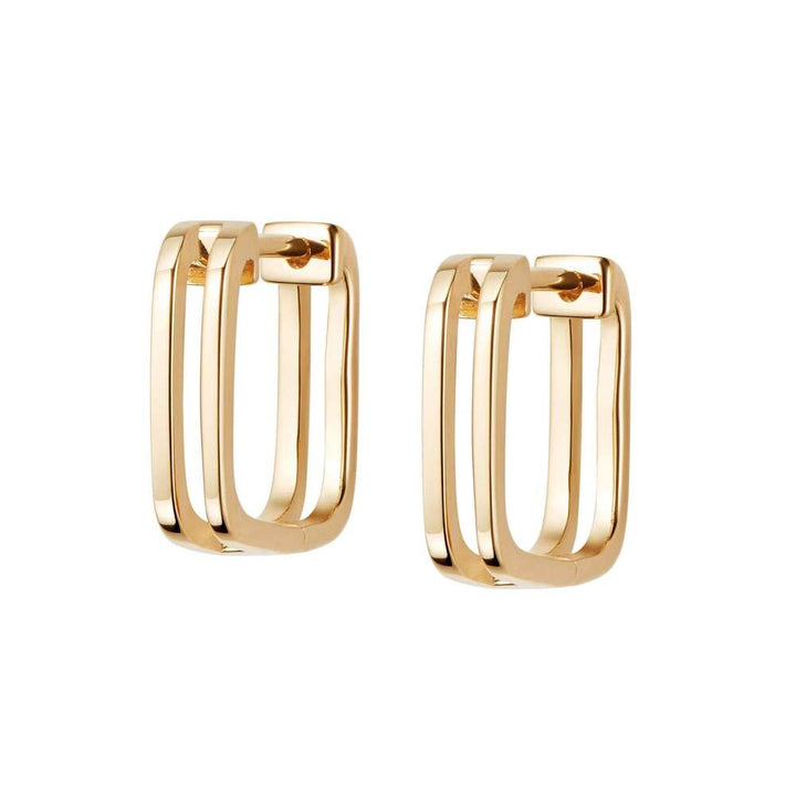 Daisy London Gold Plate Double Square Huggie Hoop Earrings