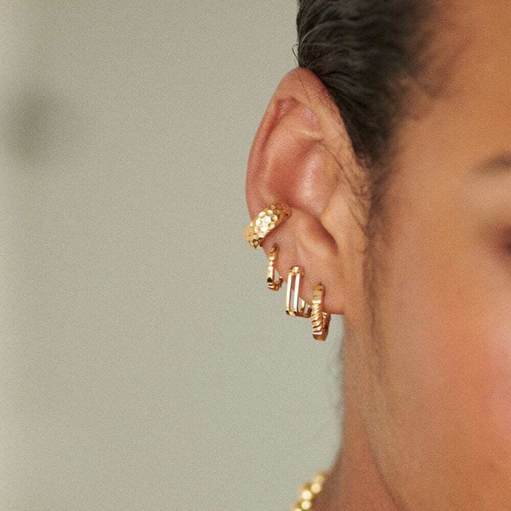 Daisy London Gold Plate Double Square Huggie Hoop Earrings Additional Image - 1