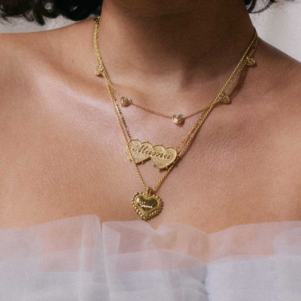 Daisy London Gold Plate Engravable Bobble Heart Necklace Additional Image - 1
