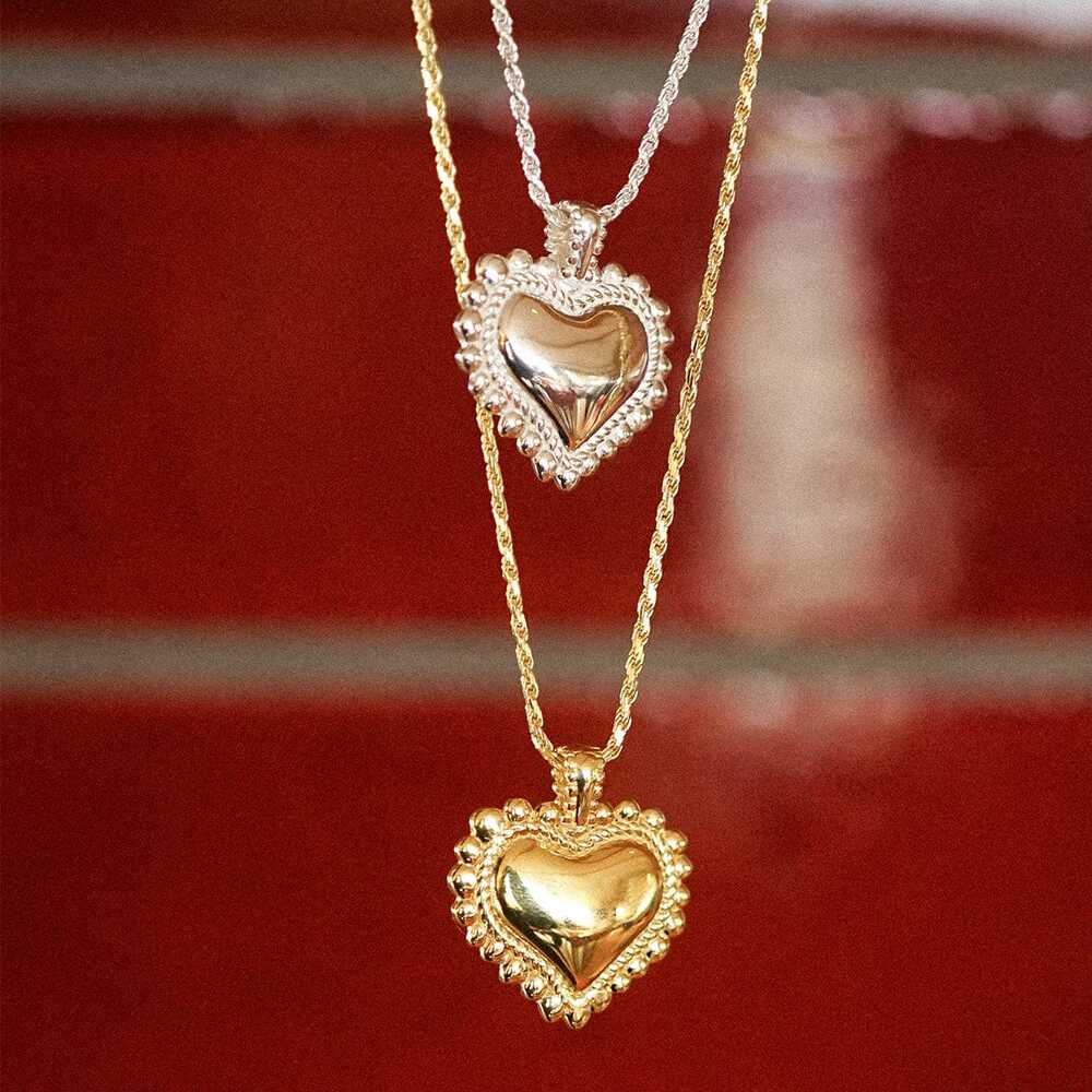 Daisy London Gold Plate Engravable Bobble Heart Necklace Additional Image - 2