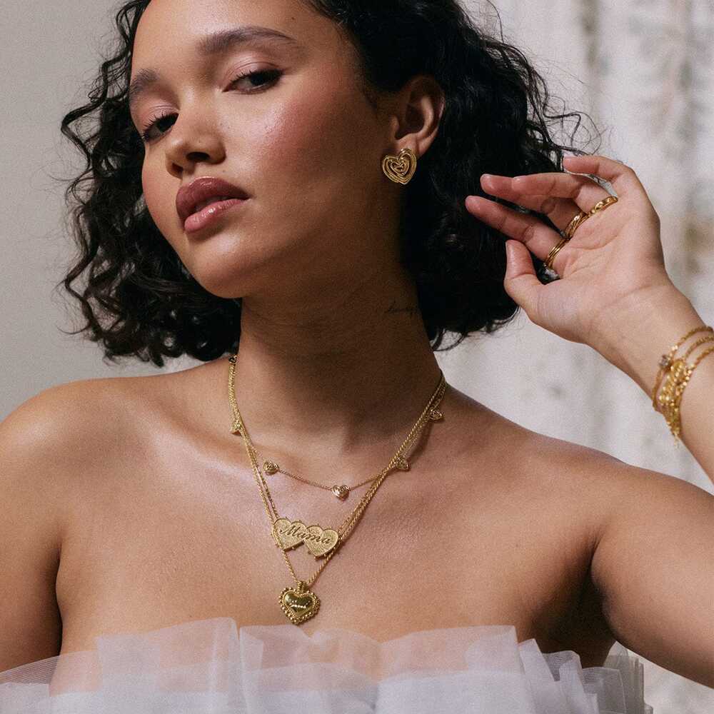 Daisy London Gold Plate Engravable Bobble Heart Necklace Additional Image - 3