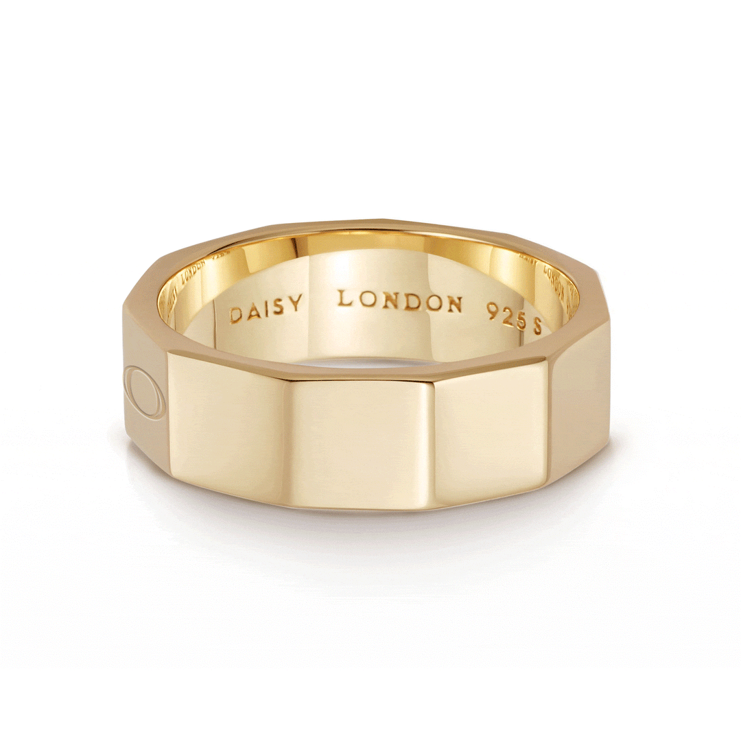 Daisy London Gold Plate Engravable Geometric Band Ring