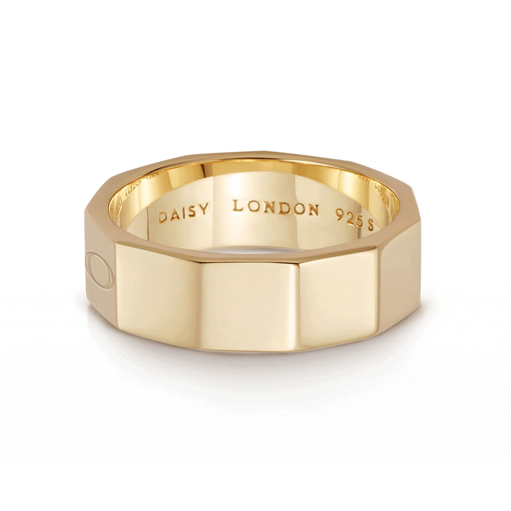 Daisy London Gold Plate Engravable Geometric Band Ring