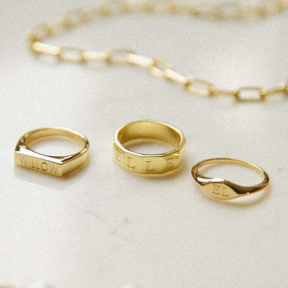 Daisy London Gold Plate Engravable Geometric Band Ring Additional Image - 2