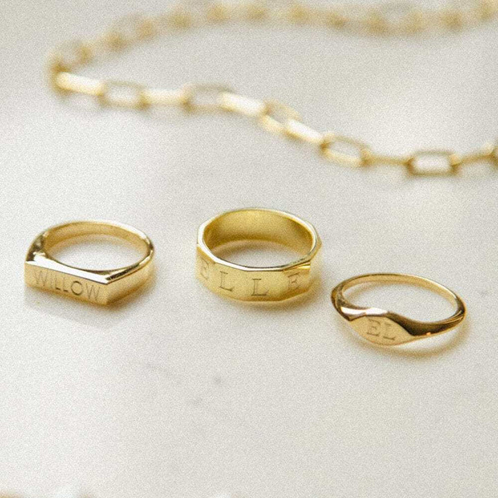 Daisy London Gold Plate Engravable Geometric Band Ring Additional Image - 2