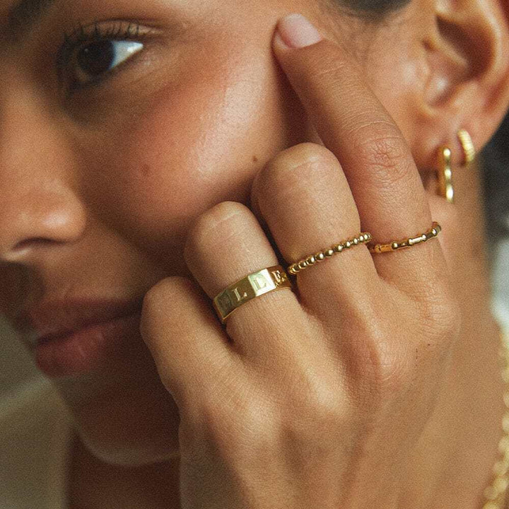 Daisy London Gold Plate Engravable Geometric Band Ring Additional Image - 4