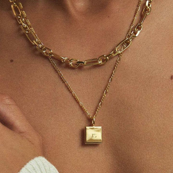 Daisy London Gold Plate Engravable Square Pendant Necklace Additional Image - 1