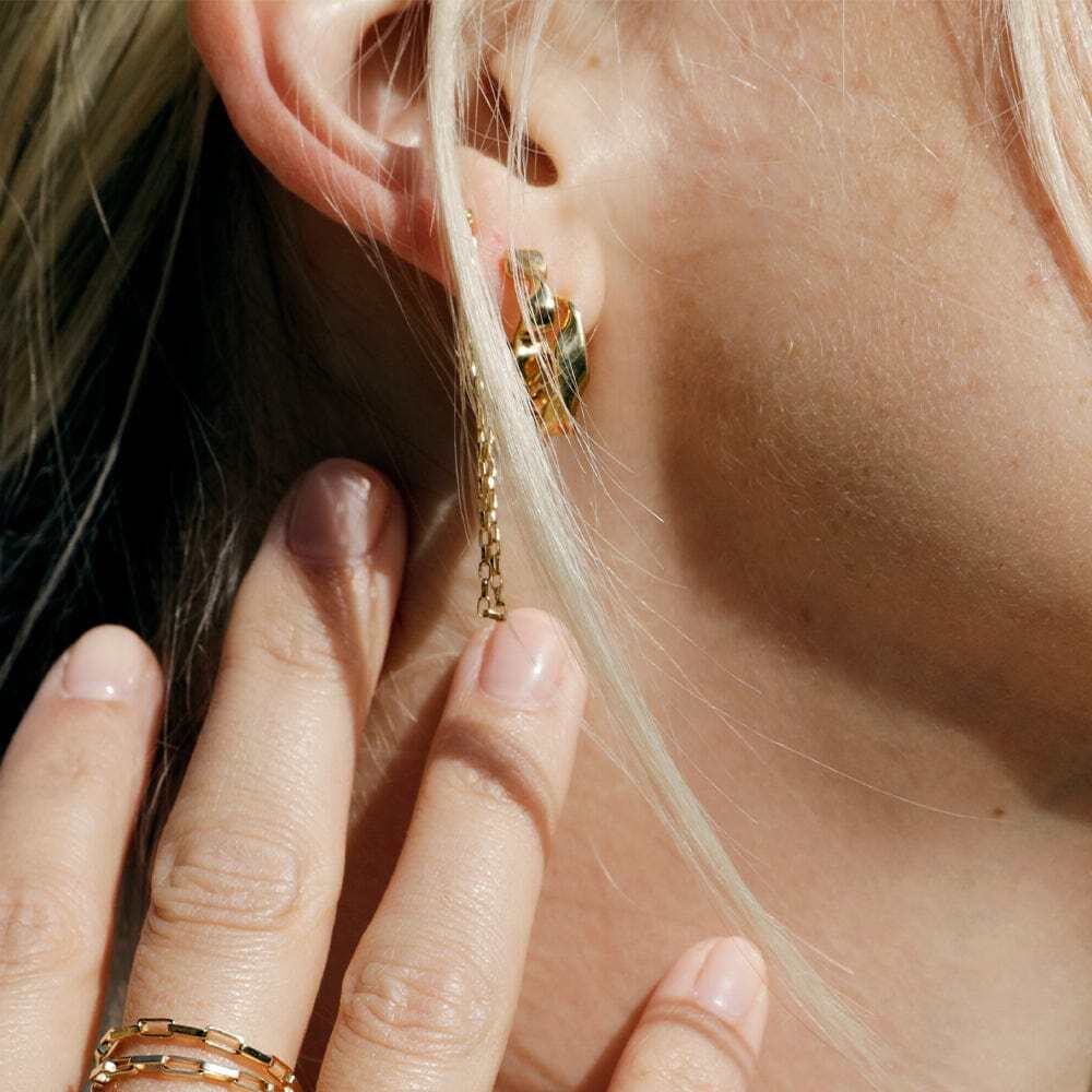 Daisy London Gold Plate Estee Lalonde Flow Huggie Hoop Earrings Additional Image - 2