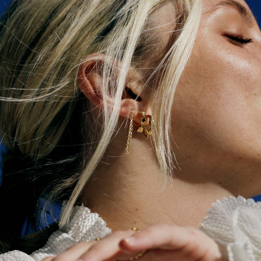 Daisy London Gold Plate Estee Lalonde Flow Huggie Hoop Earrings Additional Image - 3